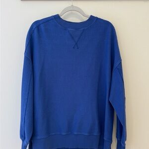 aerie Blue Ribbed Crewneck Pullover XXS